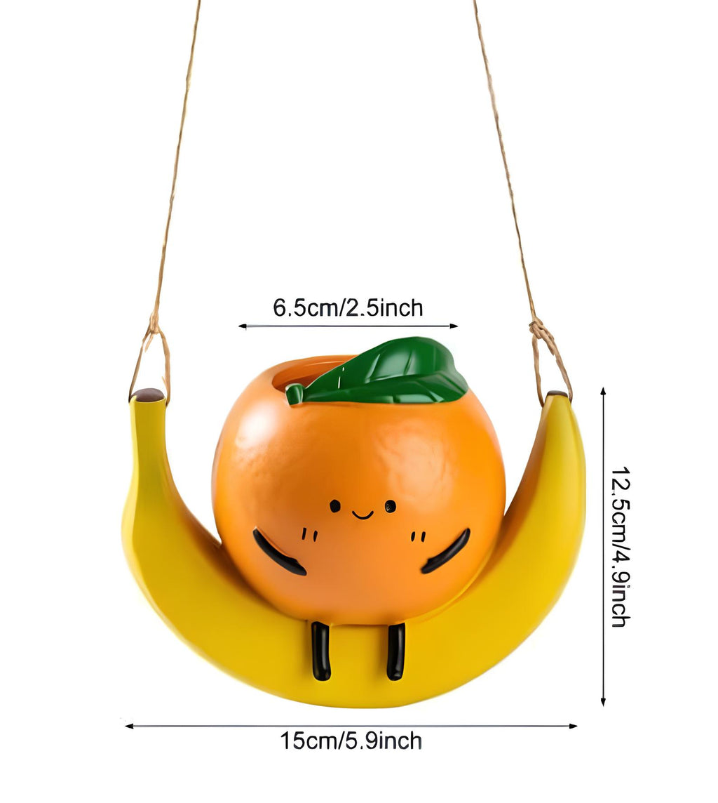Jardinière suspendue résine orange, pot de balançoire décor fruit