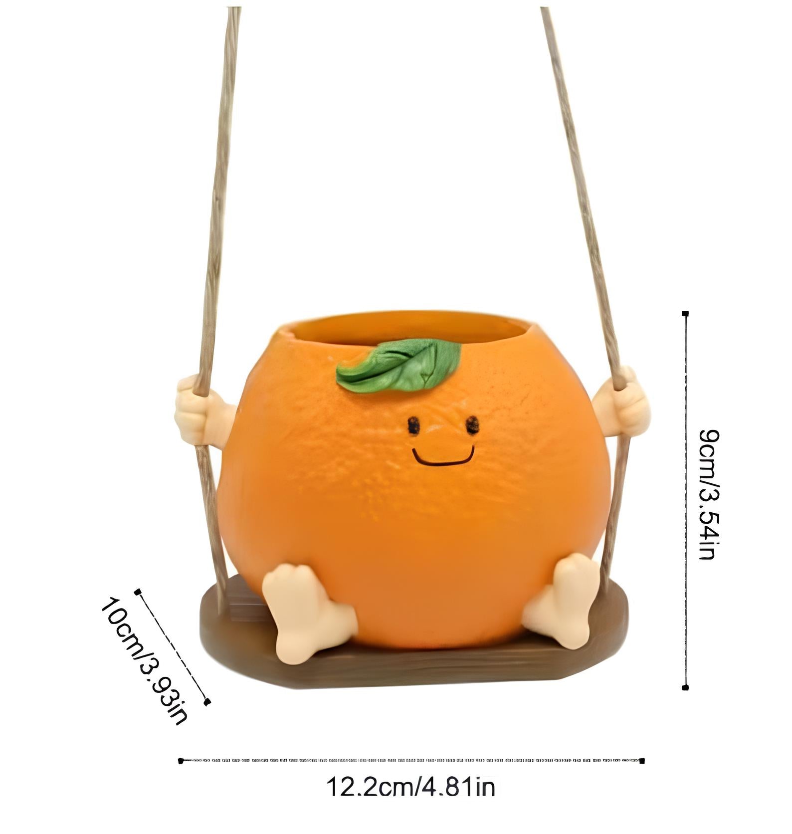 Jardinière suspendue résine orange, pot de balançoire décor fruit