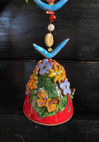 Carillon éolien en céramique avec fleurs 3D, décoration de jardin, hauteur 95 cm