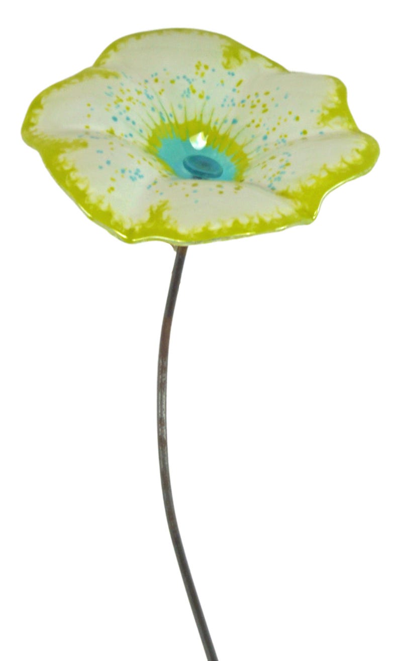 Tuteur de jardin en verre blanc 100 cm avec bordure verte