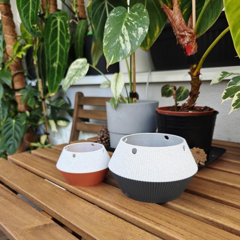 Cache-pot inversé pour plantes d'intérieur, pot à l'envers avec filet et anneau, petit et grand formats