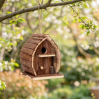 Nichoir en bois rustique extérieur avec abri et mangeoire pour jardin