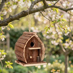 Nichoir en bois rustique extérieur avec abri et mangeoire pour jardin
