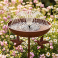 Bain d'oiseau de jardin rustique avec piquet - Bol extérieur en métal antirouille, design vintage, cuivre