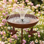 Bain d'oiseau de jardin rustique avec piquet - Bol extérieur en métal antirouille, design vintage, cuivre