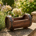 Jardinière en bois rustique pour succulentes avec détails en métal, style campagnard