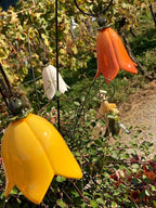 Campanule en céramique - fleur décorative avec tige - 10 cm