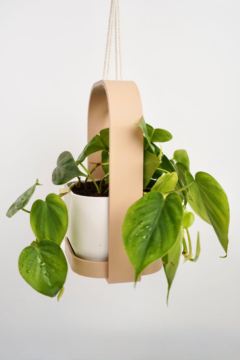 Jardinière suspendue d'intérieur minimaliste moderne avec cadre et soucoupe, style scandinave