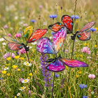 Lot de 3 tuteurs de jardin papillons en agate, 55 cm, décoration jardin