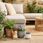 Statuette de jardin écureuil tenant une pomme de pin, figurine animalière en résine pour l'extérieur