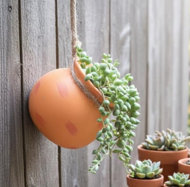 Jardinière suspendue en céramique à plusieurs niveaux, support mural pour succulentes, design bohème rustique