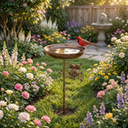 Baignoire d'oiseau en métal hibou vintage, piquet pour mangeoire de jardin en fer rustique (76 cm)