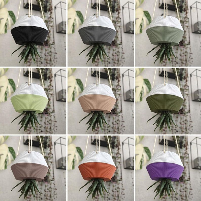 Cache-pot inversé pour plantes d'intérieur, pot à l'envers avec filet et anneau, petit et grand formats