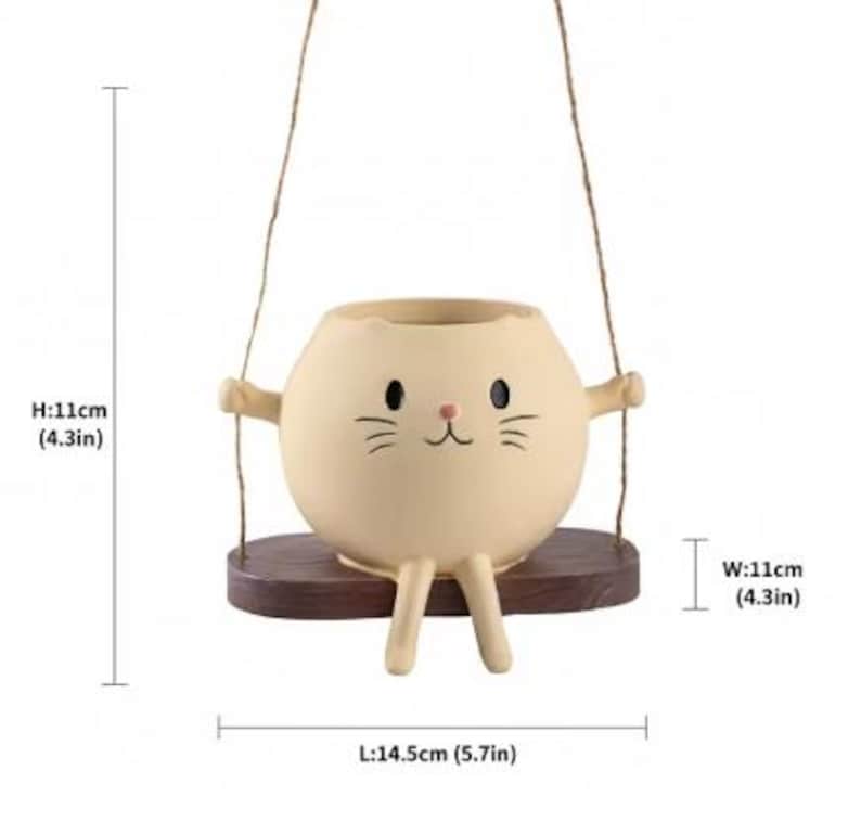 Jardinière suspendue en résine pour chat, pot de fleur animal, décoration intérieure