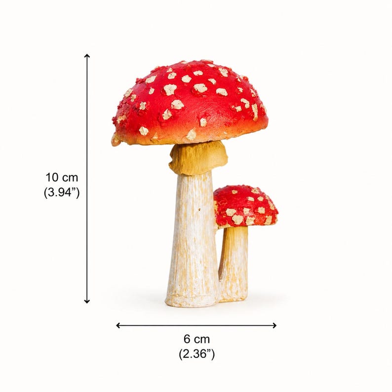 Champignon rouge décoration jardin, ornement en résine, hauteur 10 cm