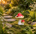 Statue champignon fantaisiste avec coccinelles, décoration de jardin féerique, ornement de forêt, résine durable, 22 cm