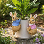 Jardinière suspendue lapin, décoration pour pot de fleurs, statue de jardin, ornement extérieur mignon