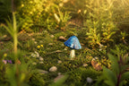 Statue de jardin champignon bleu, décoration féerique, figurine en résine 10 cm
