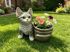 Pot de fleur fantaisiste en résine avec chat, jardinière d'extérieur, décoration de jardin pour amoureux des chats