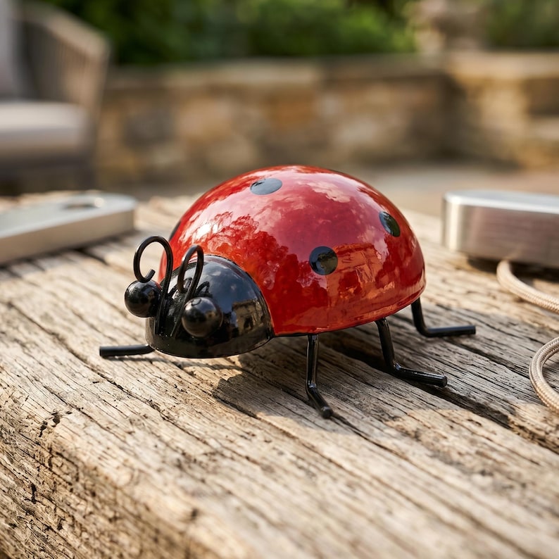 Coccinelle en métal décoration murale extérieure, suspension pour clôture jardin, sculpture scarabée rustique