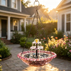 Bain d'oiseaux solaire suspendu pour jardin, fontaine décorative