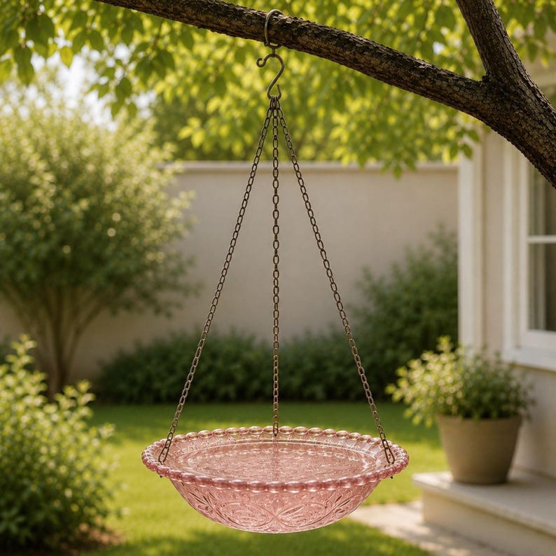 Fontaine Solaire Suspendue pour Bain d'Oiseaux, Bol Colibri, Décoration de Jardin Extérieur