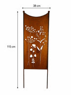 Stèle de jardin en métal rouillé à motif floral, 115 x 38 cm, décoration extérieure