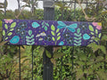 Pancarte de jardin en bois peint à la main avec fleurs multicolores et oiseaux rigolos - 38,5 x 9,5 cm