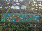 Pancarte de jardin en bois peint à la main - Oiseaux et fleurs - 35,5 x 9,5 cm