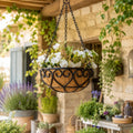Jardinière suspendue en métal coeur avec doublure en noix de coco pour décoration de jardin terrasse
