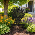 Piquet de jardin bouquet de fleurs en métal noir, décoration de pelouse pour parterre de fleurs