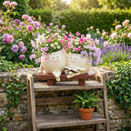 Duo de pots à visage souriant – Pot pour succulentes en résine pour maman et fille, cadeau jardin fantaisie, 18x12x11 cm