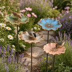 Mangeoire à oiseaux et bain pour pollinisateurs en céramique émaillée avec piquet réglable