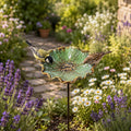 Mangeoire à oiseaux et bain pour pollinisateurs en céramique émaillée avec piquet réglable