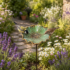 Mangeoire à oiseaux et bain pour pollinisateurs en céramique émaillée avec piquet réglable