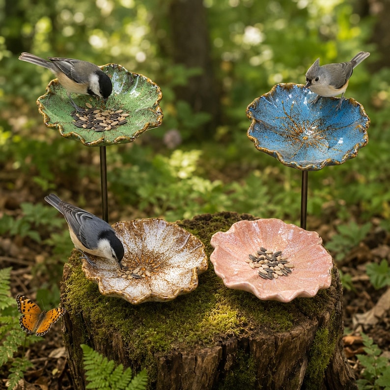 Abreuvoir pour abeilles en céramique avec piquet, mangeoire pour oiseaux et bain d'oiseaux