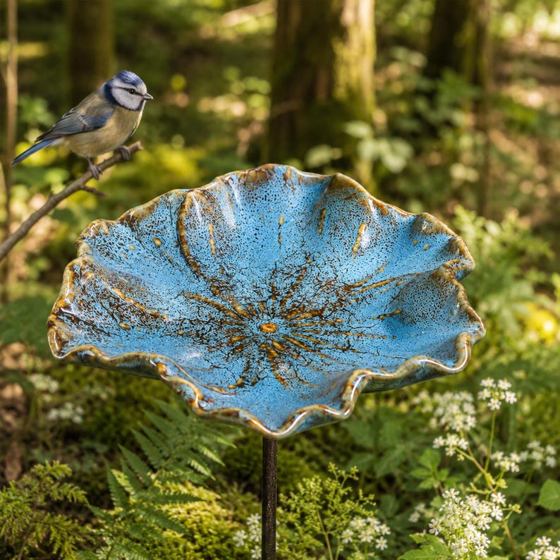 Abreuvoir pour abeilles en céramique avec piquet, mangeoire pour oiseaux et bain d'oiseaux