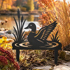 Pieu de jardin métallique canard étang, décoration silhouette quenouilles, accent de pelouse lac