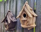 Cabane à oiseaux en bois flotté pour jardin | Texture réaliste | Résistante aux intempéries