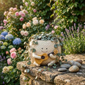 Smiley Face Guitar Planter - Resin Succulent Pot, Kawaii Indoor Outdoor Décor, 10x11 cm
