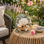 Smiley Face Guitar Planter - Resin Succulent Pot, Kawaii Indoor Outdoor Décor, 10x11 cm