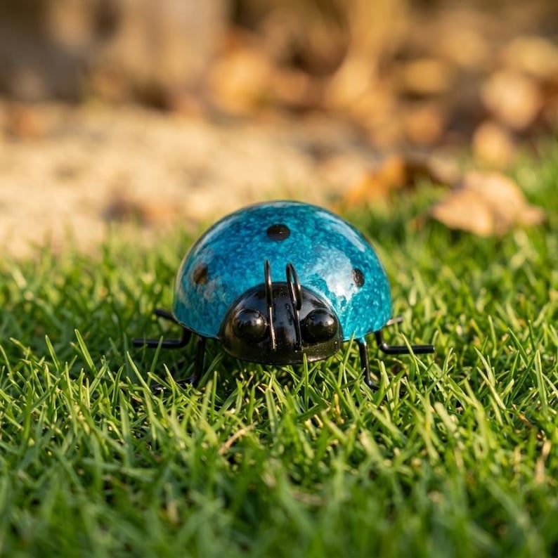 Décoration murale coccinelle en métal, figurine de jardin extérieur, ornement de clôture