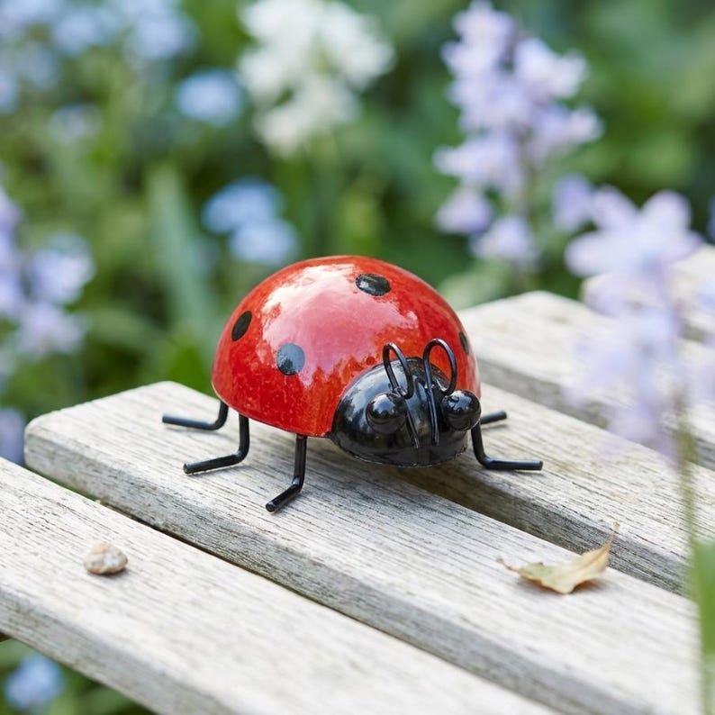 Décoration murale coccinelle en métal, figurine de jardin extérieur, ornement de clôture