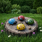 Décoration murale coccinelle en métal, figurine de jardin extérieur, ornement de clôture