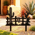 Metal Garden Stake with Saguaro Cactus and Rope Detail, Desert Yard Art, Southwestern Fence Garden Sign, Outdoor Decor for Garden Beds and Patios, 8-30 Inches