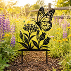 Piquet de jardin en métal noir avec papillon pour parterres de fleurs et jardins de cottage