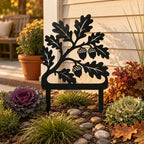 Pieu de jardin feuille de chêne, décoration de pelouse en métal noir, piquet de branche de gland