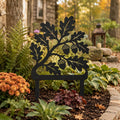 Pieu de jardin feuille de chêne, décoration de pelouse en métal noir, piquet de branche de gland