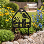 Piquet de jardin en métal, oiseau rustique sur clôture, décoration extérieure, ornement de ferme