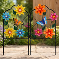 Lot de 2 piquets de jardin en métal, décoration extérieure avec motifs floraux